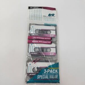 KMC Blank Cassette Tapes 3 Pack - Low Noise High Output - Normal Bias 60 Minutes